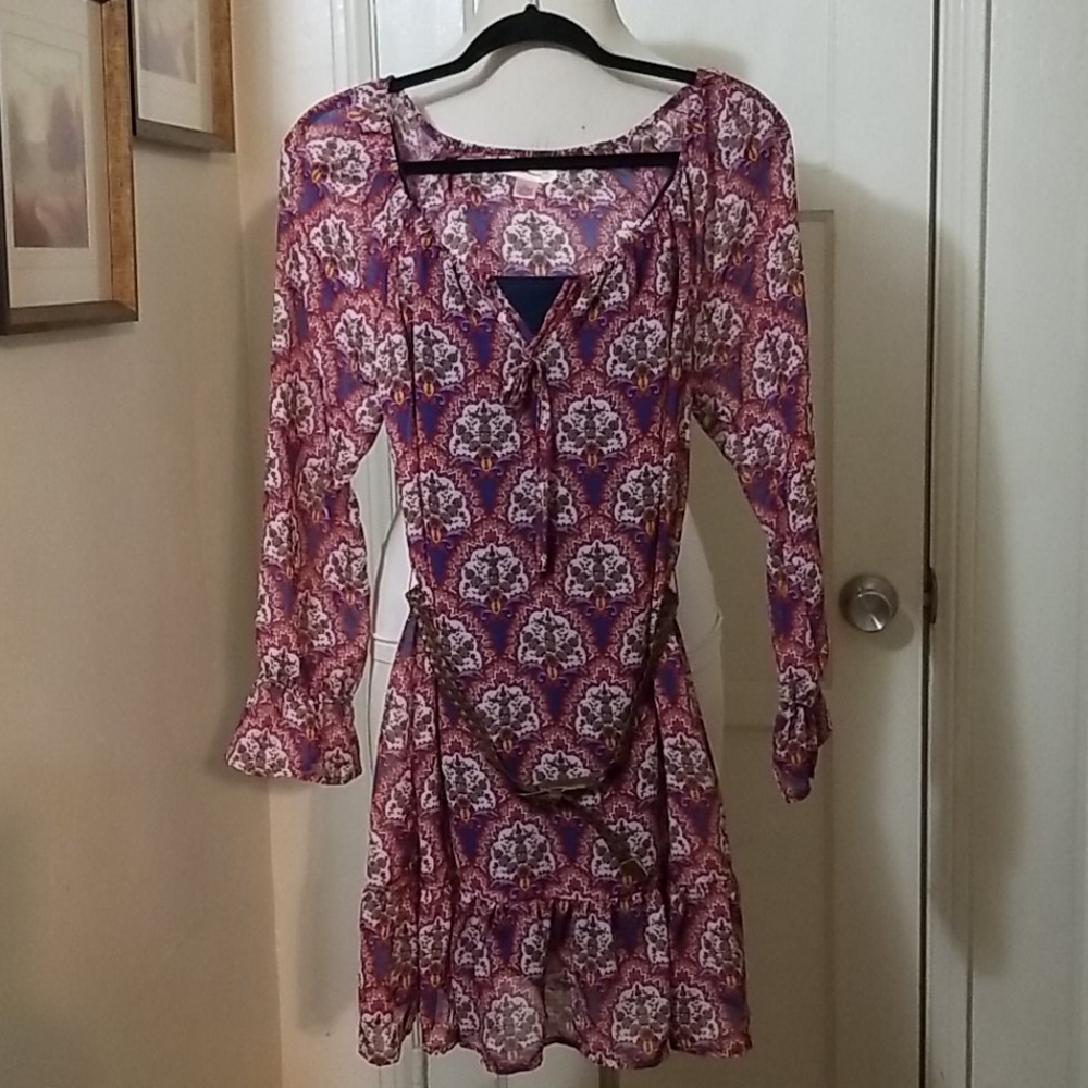 BAND OF GYPSIES blue paisley boho long sleeve